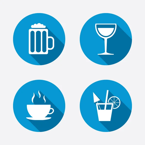 Koffiekopje, glas bier pictogrammen. — Stockvector