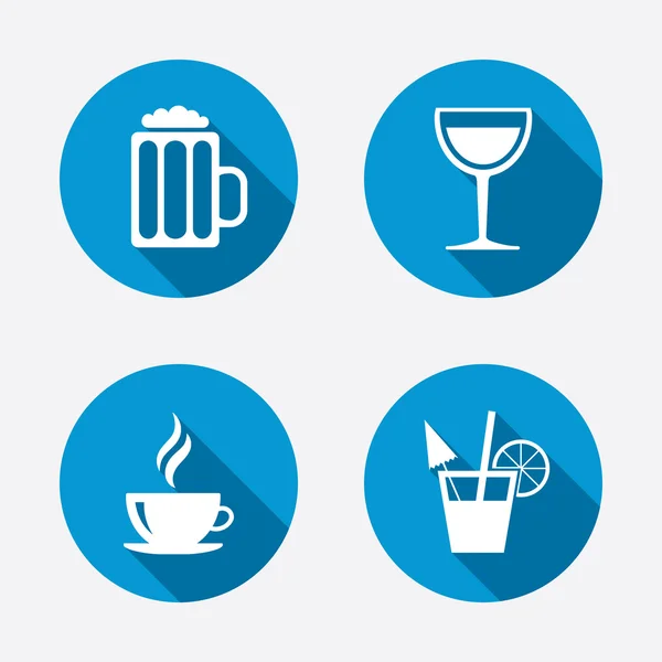 Koffiekopje, glas bier pictogrammen. — Stockvector