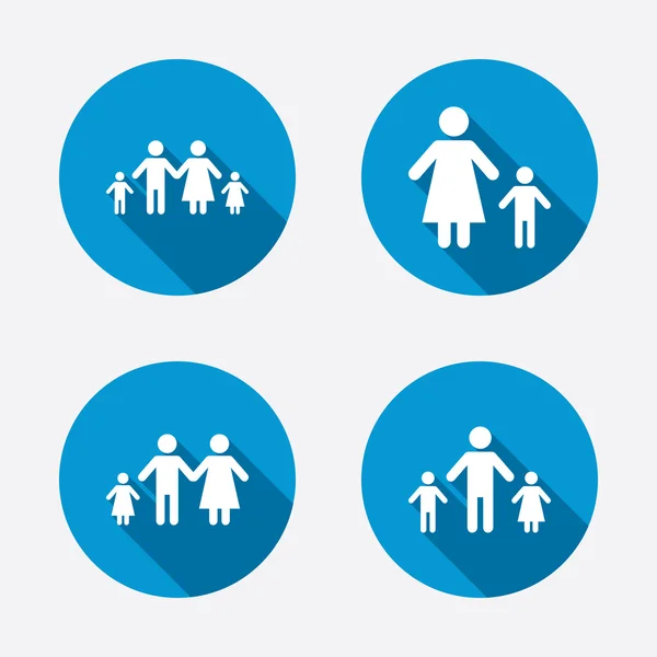 Family with two children signs — Stock Vector