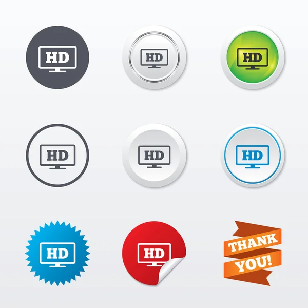 HD breedbeeld tv pictogrammen — Stockvector