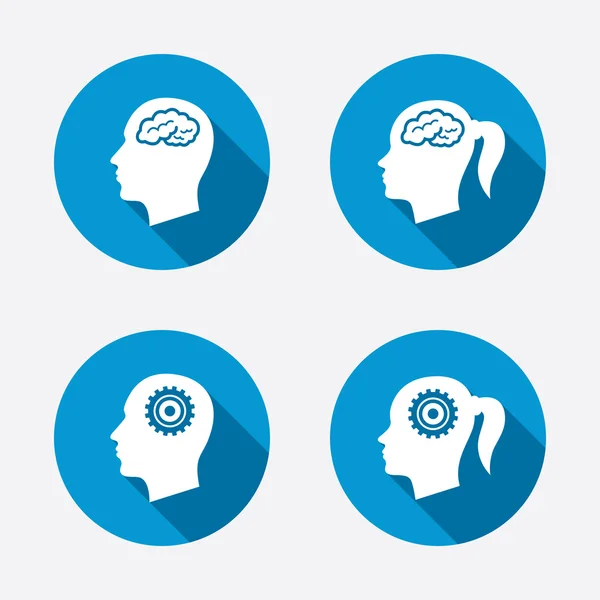Head with brain icons — Stock Vector