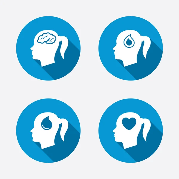 Head with brain icons — Stock Vector