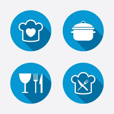 Şef şapka, pişirme Pan simgeler.
