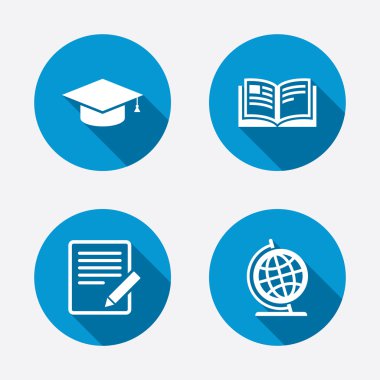 kalem ve açık kitap işaretleri.