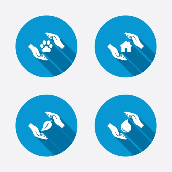 Hands insurance icons. — Stock Vector