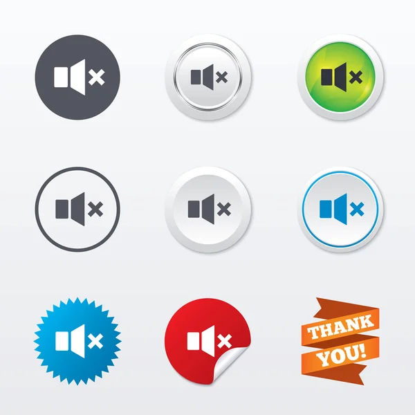 Mute speaker sign icons — Stock Vector