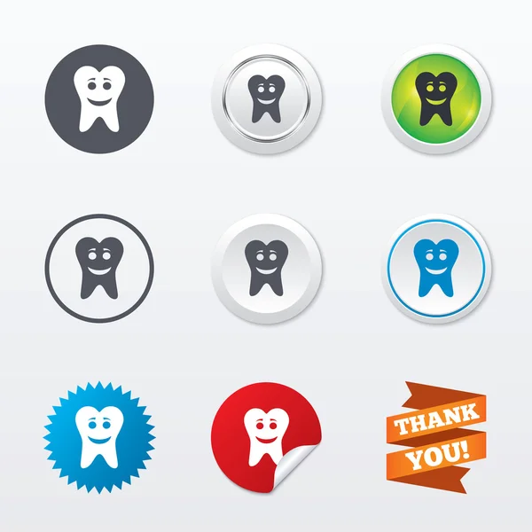 Tooth happy face sign icons — Stock Vector