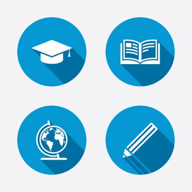 kalem ve açık kitap işaretleri.