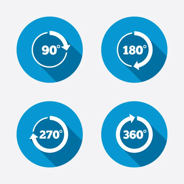 Angle degrees circle icons. — Stock Vector