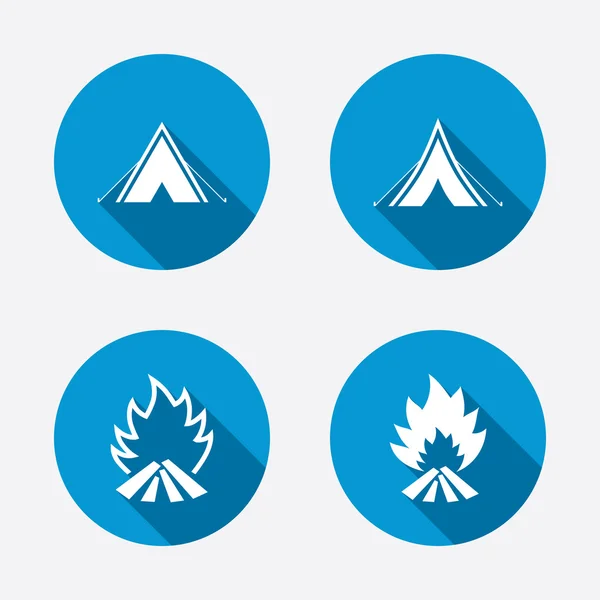 Tourist camping tent signs. — Stock Vector