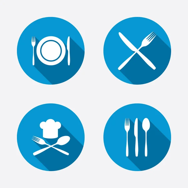 Miska s vidličky a nože ikony — Stockový vektor