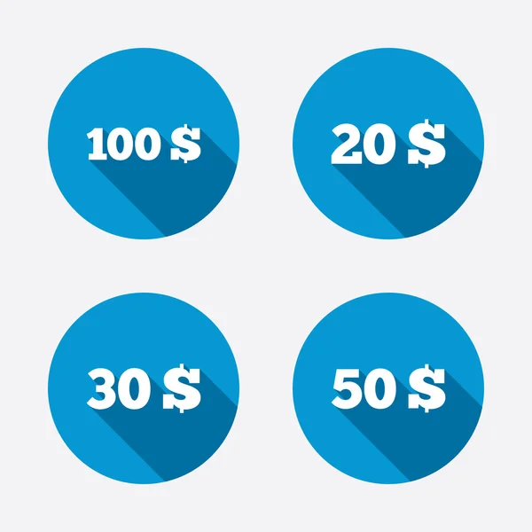 Peníze v dolarech ikony. — Stockový vektor