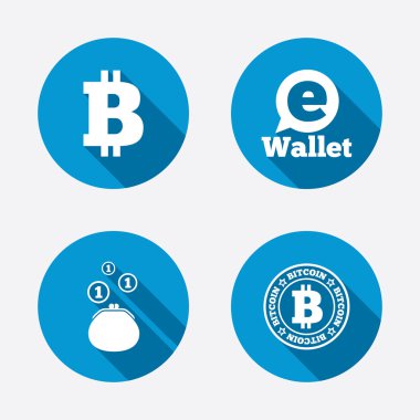 Bitcoin simgeler. Elektronik cüzdan sembolü.