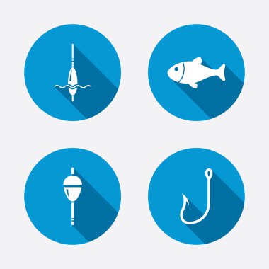 Fish with fishermen hook symbols clipart