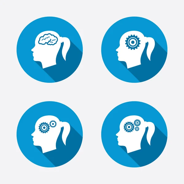 Head with brain icons — Stock Vector