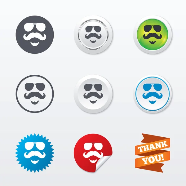 Mustache and Glasses sign icons — Stock Vector