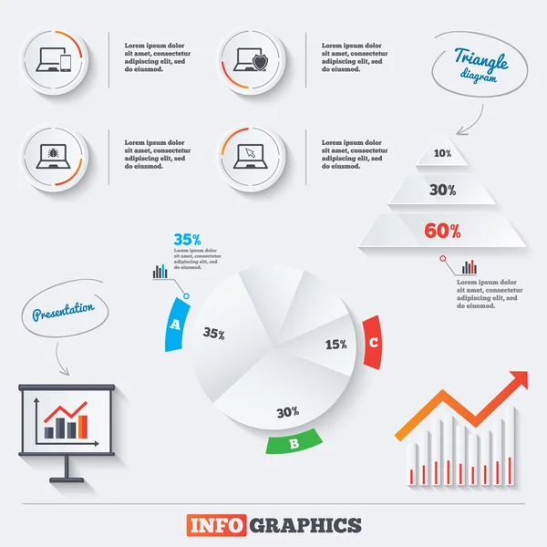 Notebook Laptop PC-Symbole. — Stockvektor