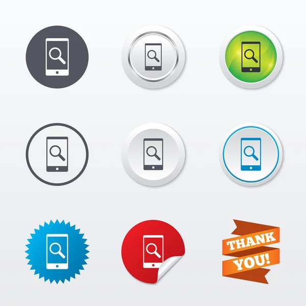Buscar en iconos de signo de Smartphone — Archivo Imágenes Vectoriales