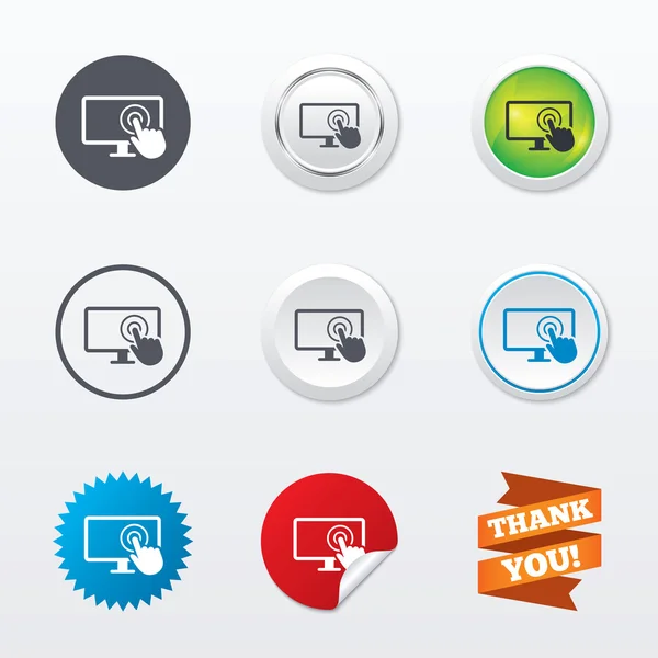 Touch screen monitor sign icons — Stock Vector