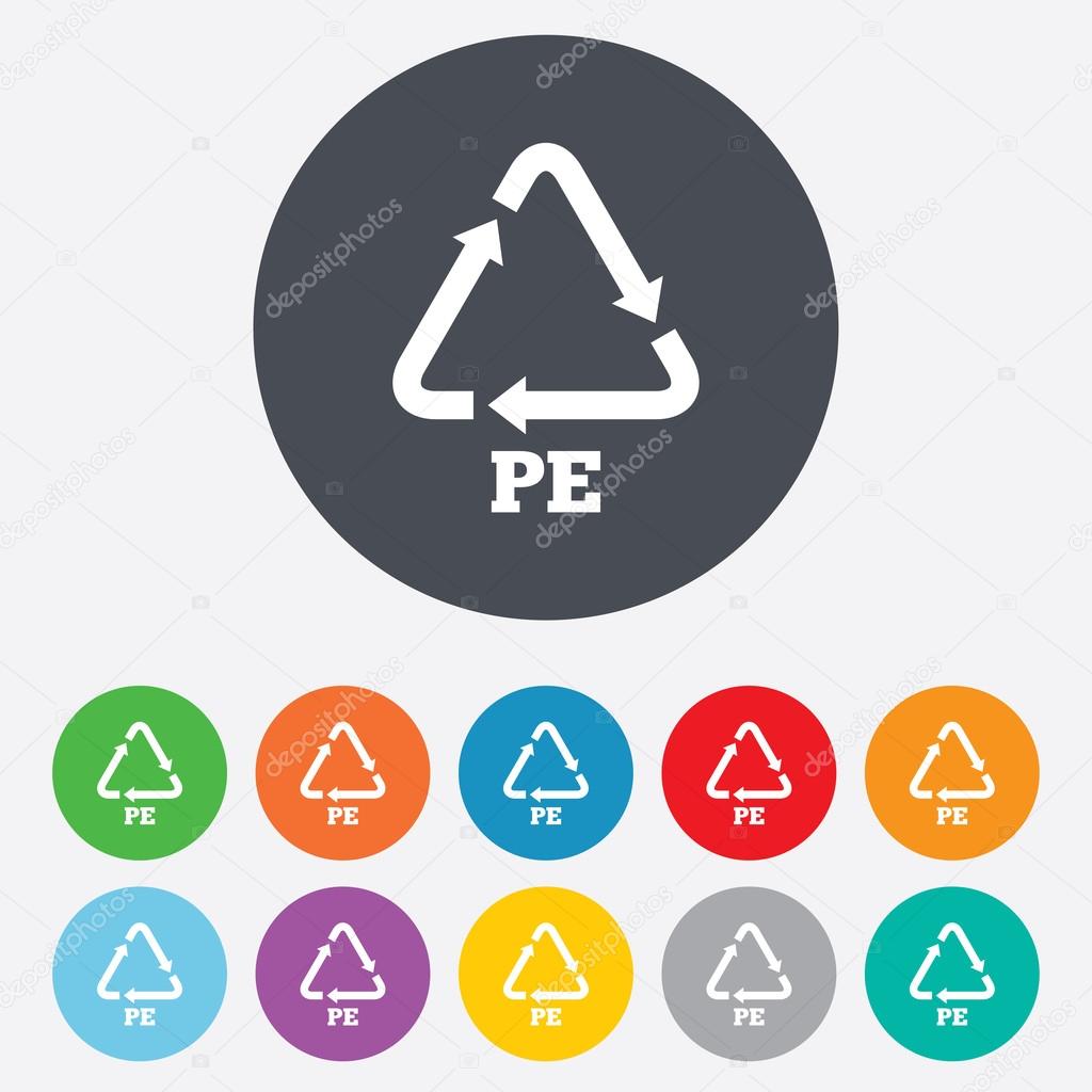 PE Polyethylene sign icons