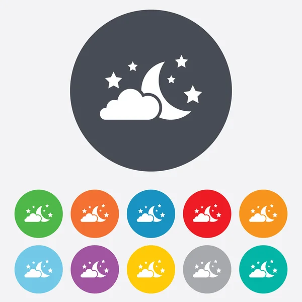 Měsíc, mraků a hvězd podepsat ikony — Stockový vektor