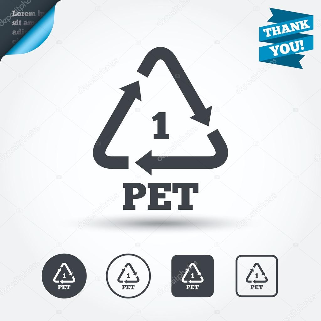 PET 1 icon. Polyethylene terephthalate.