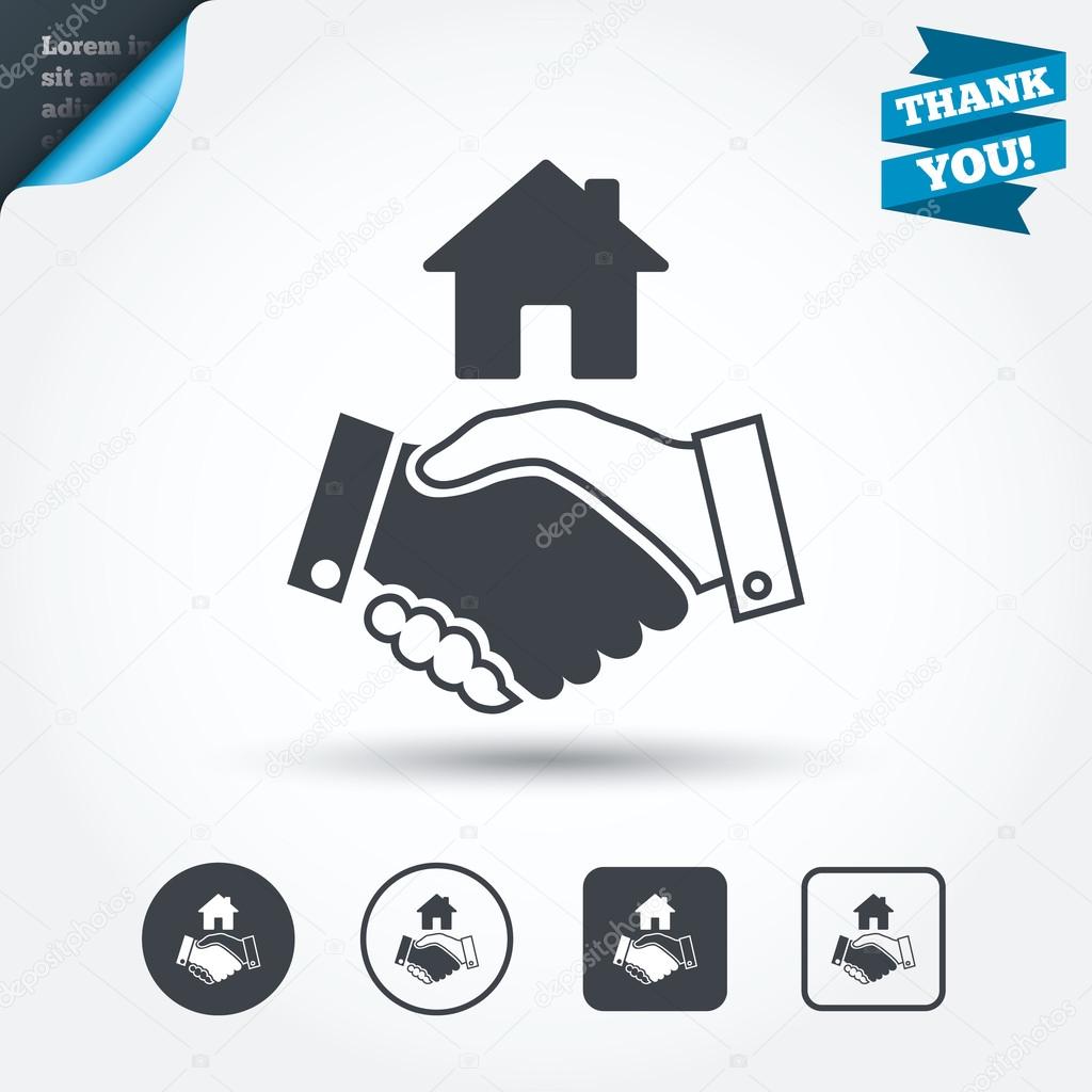 Home handshake sign icons