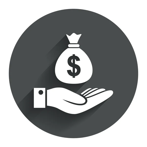 Signo de dólar y mano . — Archivo Imágenes Vectoriales