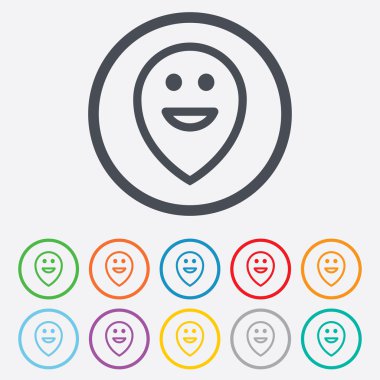Mutlu yüz harita işaretçi sembolleri