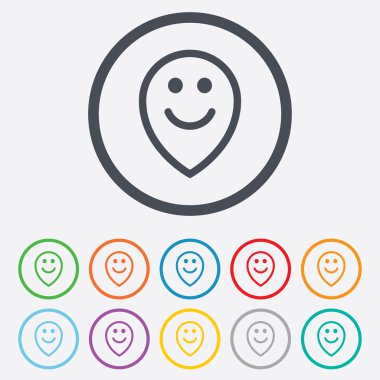 Mutlu yüz harita işaretçi sembolleri