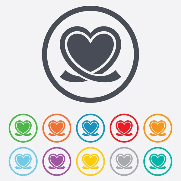 Signo de cinta de corazón iconos — Vector de stock