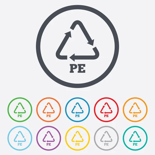 PE polyethyleen teken pictogrammen — Stockvector