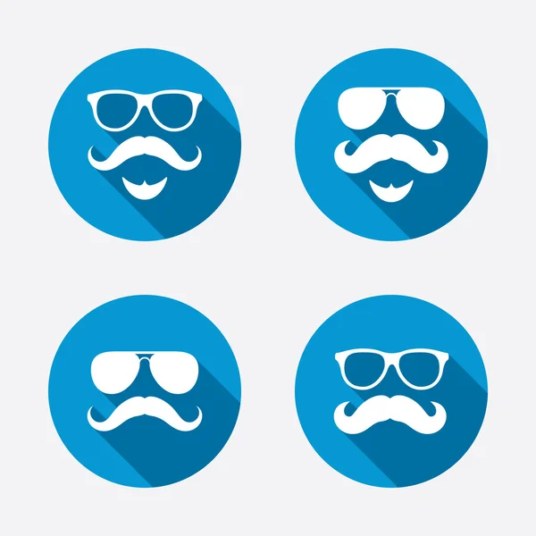 Moustache et lunettes icônes . — Image vectorielle