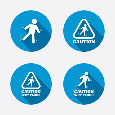 Dikkatli ıslak zemin simgeler.