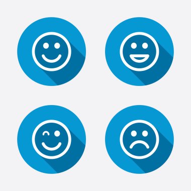 Mutlu, üzgün ve wink yüzler.