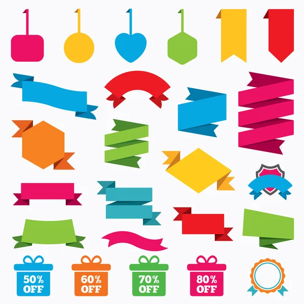 Satılık hediye kutusu etiketi simgeler.