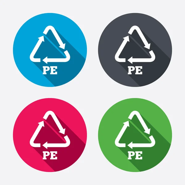 PE polyethyleen teken pictogrammen — Stockvector