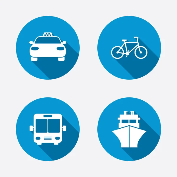 Taxi, Bicicleta, Autobús y Barco — Vector de stock