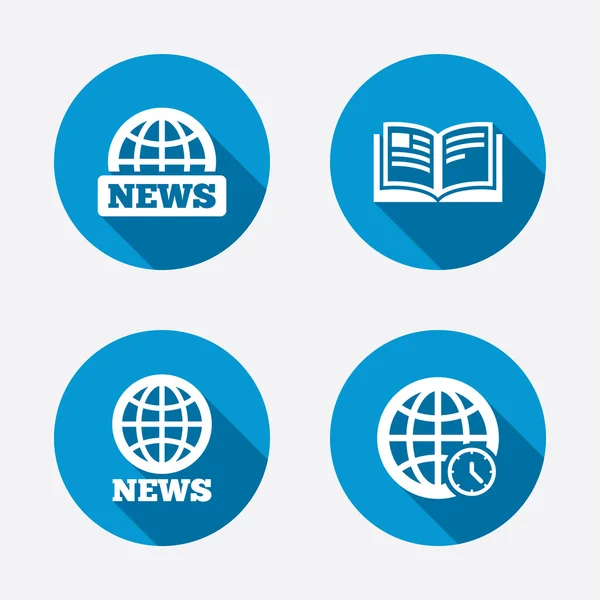 Iconos de noticias. Globo del mundo símbolos . — Vector de stock