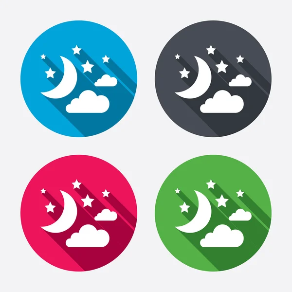 Luna, nubes y estrellas firman iconos — Vector de stock