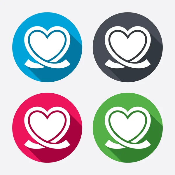 Signo de cinta de corazón iconos — Vector de stock