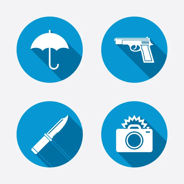 Mes, paraplu en foto camera. — Stockvector