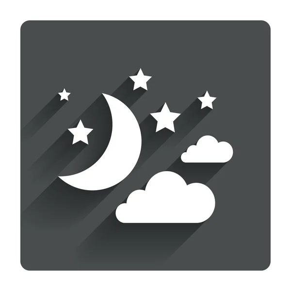 Moon, clouds and stars sign icons — Stock Vector