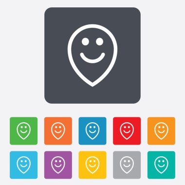 Mutlu yüz harita işaretçi sembolleri