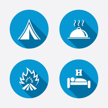 uyku, kamp ve yangın işaretleri.