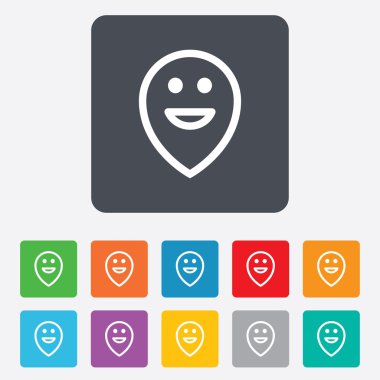 Mutlu yüz harita işaretçi sembolleri