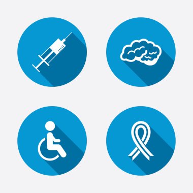 Tıp simgeler. Devre dışı, şırınga, beyin.