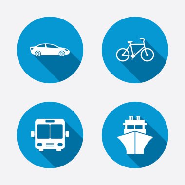 Araba, Bisiklet, otobüs ve gemi.