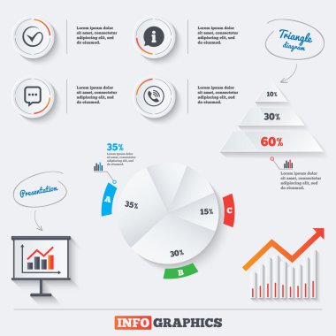 Telefon görüşmesi ve bilgi işareti.