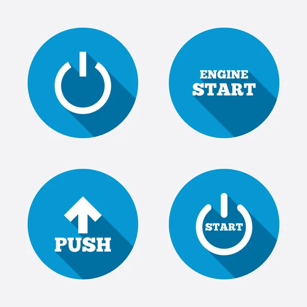 Macht pictogrammen. Motor startsymbool. — Stockvector